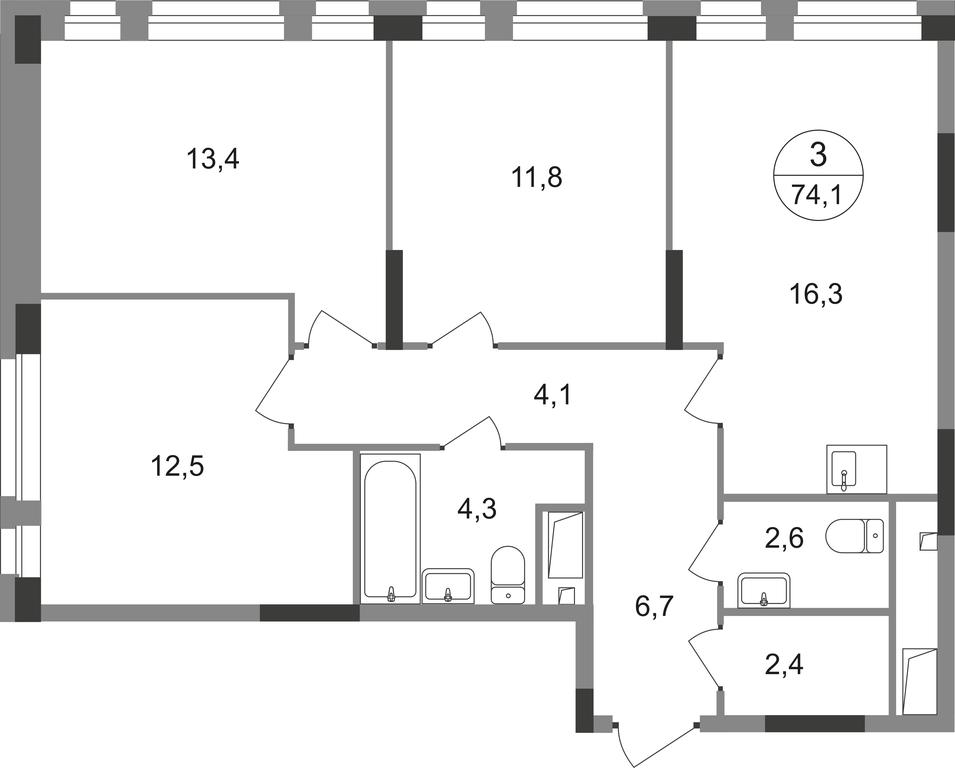 3-BD Apartment Sale, 74.1平方米 at Pervyi Moskovskiy, ulitsa Bianki, 1, Moskovskiy, Moscow, Russia #1 3-BD Apartment Sale, 74.1平方米 at Pervyi Moskovskiy, ulitsa Bianki, 1, Moskovskiy, Moscow, Russia #1