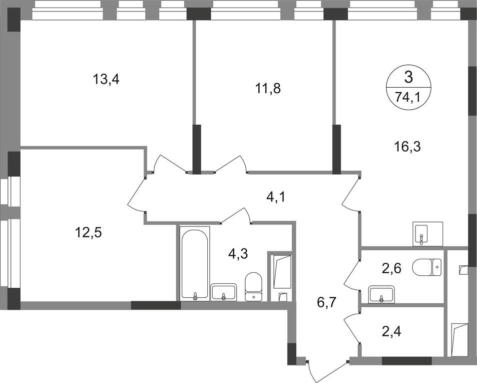 3-BD Apartment Sale, 74.1 sq. m. at Pervyi Moskovskiy, ulitsa Bianki, 1, Moskovskiy, Moscow, Russia #1 3-BD Apartment Sale, 74.1 sq. m. at Pervyi Moskovskiy, ulitsa Bianki, 1, Moskovskiy, Moscow, Russia #1