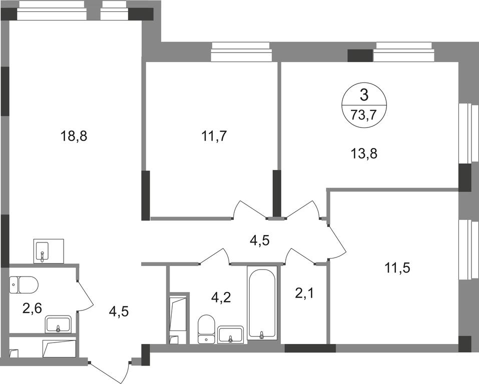 3-BD Apartment Sale, 73.7 sq. m. at Pervyi Moskovskiy, ulitsa Bianki, 1, Moskovskiy, Moscow, Russia #1 3-BD Apartment Sale, 73.7 sq. m. at Pervyi Moskovskiy, ulitsa Bianki, 1, Moskovskiy, Moscow, Russia #1