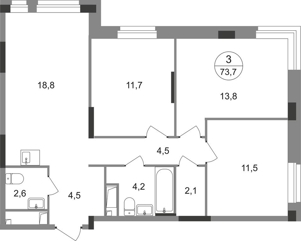 3-BD Apartment Sale, 73.7 sq. m. at Pervyi Moskovskiy, ulitsa Bianki, 1, Moskovskiy, Moscow, Russia #1 3-BD Apartment Sale, 73.7 sq. m. at Pervyi Moskovskiy, ulitsa Bianki, 1, Moskovskiy, Moscow, Russia #1
