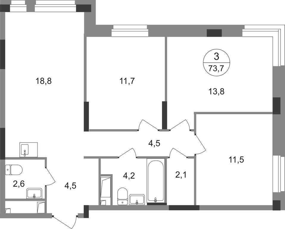 3-BD Apartment Sale, 73.7 sq. m. at Pervyi Moskovskiy, ulitsa Bianki, 1, Moskovskiy, Moscow, Russia #1 3-BD Apartment Sale, 73.7 sq. m. at Pervyi Moskovskiy, ulitsa Bianki, 1, Moskovskiy, Moscow, Russia #1