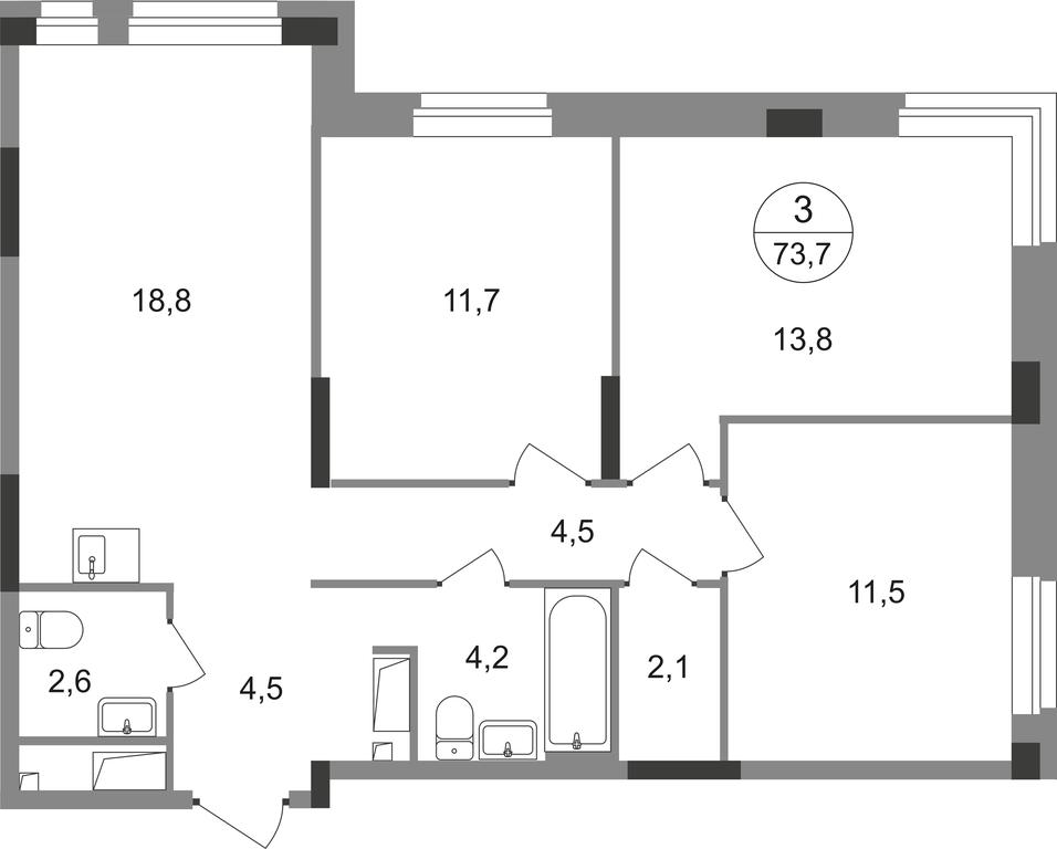 3-BD Apartment Sale, 73.7 sq. m. at Pervyi Moskovskiy, ulitsa Bianki, 1, Moskovskiy, Moscow, Russia #1 3-BD Apartment Sale, 73.7 sq. m. at Pervyi Moskovskiy, ulitsa Bianki, 1, Moskovskiy, Moscow, Russia #1