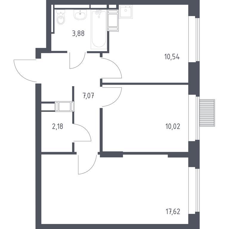 1-BD Apartment Sale, 51.31 sq. m. at Bolshoe Putilkovo, Prostornaya ulitsa, 1, Putilkovo Village, Krasnogorsk City District, Moscow Region, Russia #1