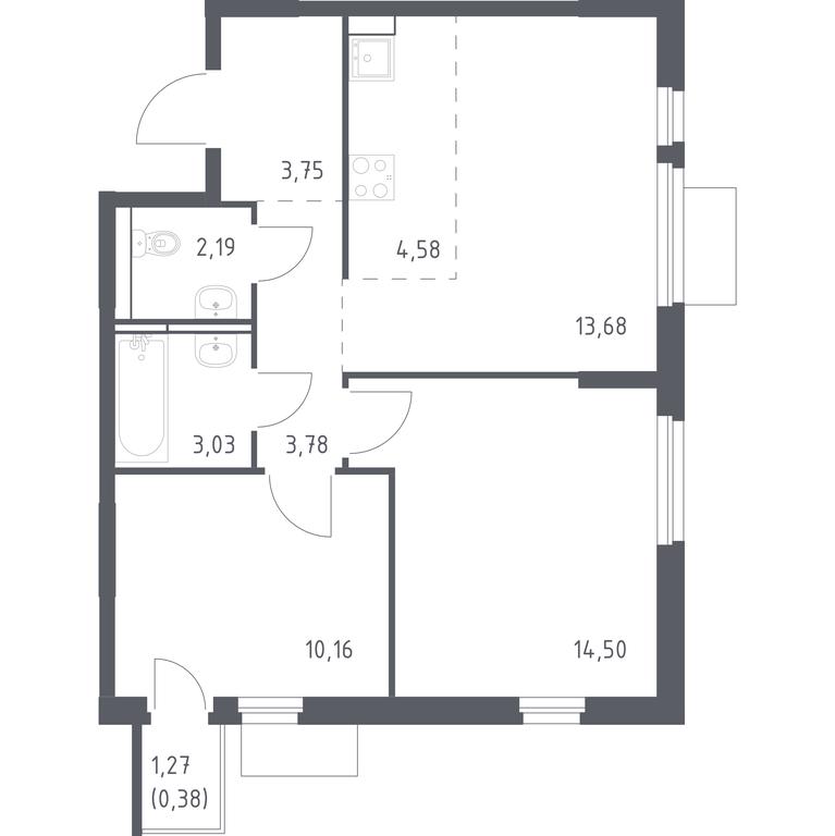 1-BD Apartment Sale, 56.05 sq. m. at Mytishchi Park, Silikatnaya ulitsa, 41к3, Mytischi, Moscow Region, Russia #1