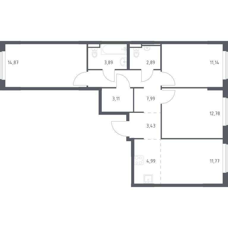 2-BD Apartment Sale, 76.86 sq. m. at Mytishchi Park, Silikatnaya ulitsa, 41к3, Mytischi, Moscow Region, Russia #1 2-BD Apartment Sale, 76.86 sq. m. at Mytishchi Park, Silikatnaya ulitsa, 41к3, Mytischi, Moscow Region, Russia #1
