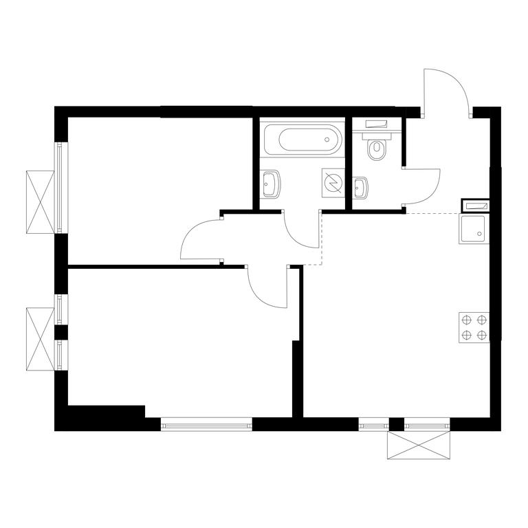 2-BD Apartment Sale, 45.3平方米 at Kuzminskiy Les, mikrorayon Belaya Dacha, 25, Kotelniki, Moscow Region, Russia #1