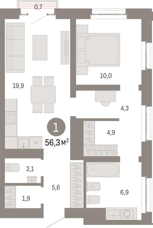 1-BD Apartment Sale, 56.3 sq. m. at Kvartal Metronom, Tagilskaya Street, Moscow, Russia #1 1-BD Apartment Sale, 56.3 sq. m. at Kvartal Metronom, Tagilskaya Street, Moscow, Russia #1