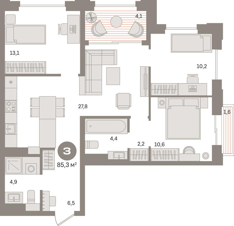 3-BD Apartment Sale, 84平方米 at Kvartal «MONS», Ogorodny Drive, Moscow, Russia #1 3-BD Apartment Sale, 84平方米 at Kvartal «MONS», Ogorodny Drive, Moscow, Russia #1