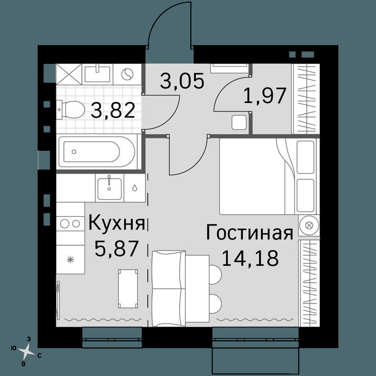 Apartment Sale, 28.89 sq. m. at Zhavoronki Club, zhiloy kompleks Akkord Smart-kvartal, Mitkino Village, Odintsovskiy City District, Moscow Region, Russia #1 Apartment Sale, 28.89 sq. m. at Zhavoronki Club, zhiloy kompleks Akkord Smart-kvartal, Mitkino Village, Odintsovskiy City District, Moscow Region, Russia #1