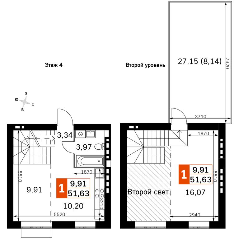 2-BD Apartment Sale, 51.63平方米 at Zhavoronki Club, zhiloy kompleks Akkord Smart-kvartal, Mitkino Village, Odintsovskiy City District, Moscow Region, Russia #2 2-BD Apartment Sale, 51.63平方米 at Zhavoronki Club, zhiloy kompleks Akkord Smart-kvartal, Mitkino Village, Odintsovskiy City District, Moscow Region, Russia #2