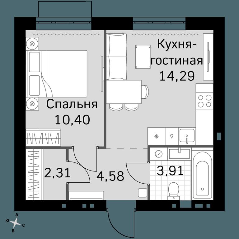 1-BD Apartment Sale, 35.49平方米 at Zhavoronki Club, zhiloy kompleks Akkord Smart-kvartal, Mitkino Village, Odintsovskiy City District, Moscow Region, Russia #1 1-BD Apartment Sale, 35.49平方米 at Zhavoronki Club, zhiloy kompleks Akkord Smart-kvartal, Mitkino Village, Odintsovskiy City District, Moscow Region, Russia #1