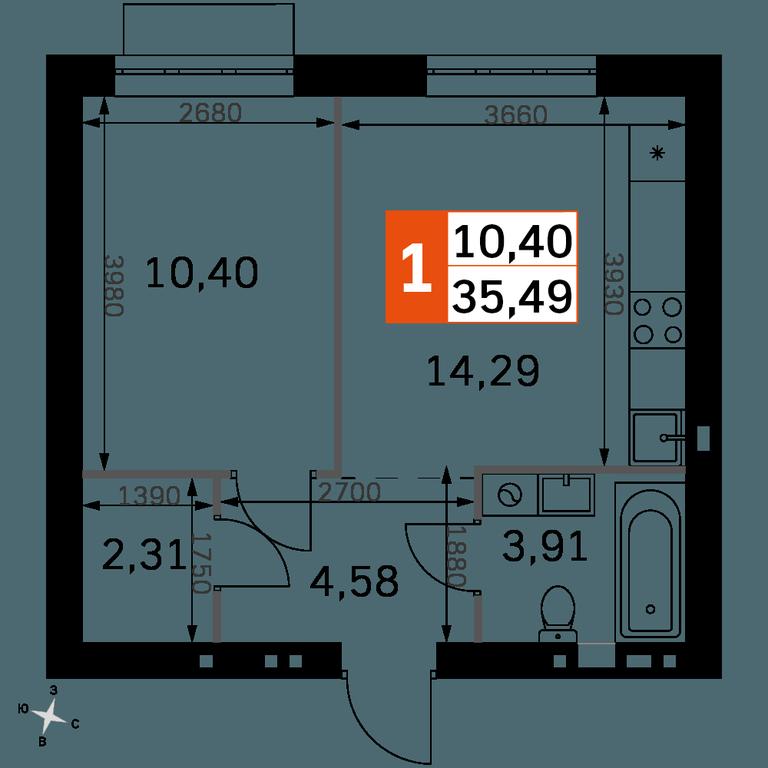1-BD Apartment Sale, 35.49平方米 at Zhavoronki Club, zhiloy kompleks Akkord Smart-kvartal, Mitkino Village, Odintsovskiy City District, Moscow Region, Russia #2 1-BD Apartment Sale, 35.49平方米 at Zhavoronki Club, zhiloy kompleks Akkord Smart-kvartal, Mitkino Village, Odintsovskiy City District, Moscow Region, Russia #2
