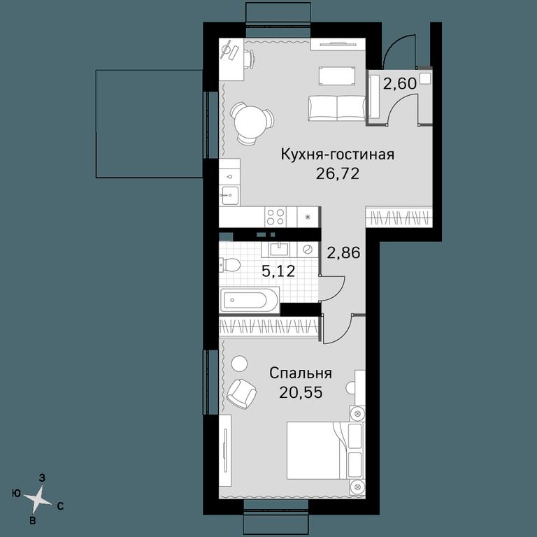2-BD Apartment Sale, 57.85 sq. m. at Zhavoronki Club, zhiloy kompleks Akkord Smart-kvartal, Mitkino Village, Odintsovskiy City District, Moscow Region, Russia #1 2-BD Apartment Sale, 57.85 sq. m. at Zhavoronki Club, zhiloy kompleks Akkord Smart-kvartal, Mitkino Village, Odintsovskiy City District, Moscow Region, Russia #1