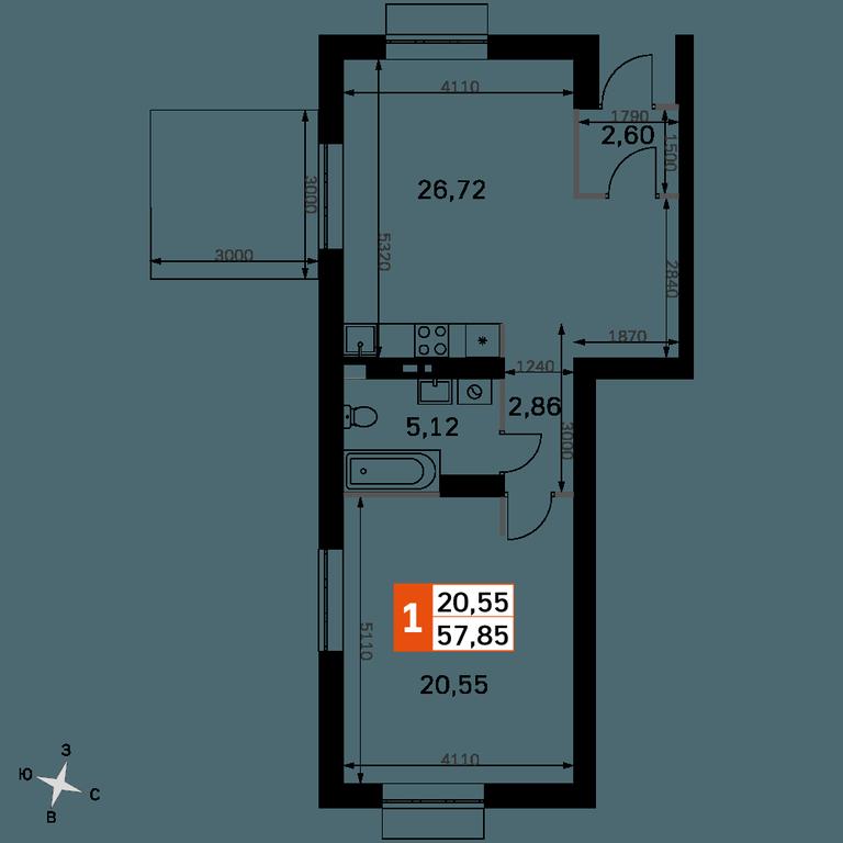 2-BD Apartment Sale, 57.85 sq. m. at Zhavoronki Club, zhiloy kompleks Akkord Smart-kvartal, Mitkino Village, Odintsovskiy City District, Moscow Region, Russia #2 2-BD Apartment Sale, 57.85 sq. m. at Zhavoronki Club, zhiloy kompleks Akkord Smart-kvartal, Mitkino Village, Odintsovskiy City District, Moscow Region, Russia #2