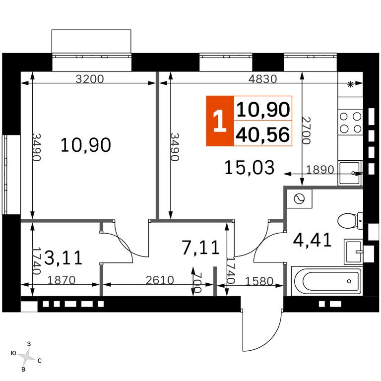 1-BD Apartment Sale, 40.56 sq. m. at Zhavoronki Club, zhiloy kompleks Akkord Smart-kvartal, Mitkino Village, Odintsovskiy City District, Moscow Region, Russia #2 1-BD Apartment Sale, 40.56 sq. m. at Zhavoronki Club, zhiloy kompleks Akkord Smart-kvartal, Mitkino Village, Odintsovskiy City District, Moscow Region, Russia #2