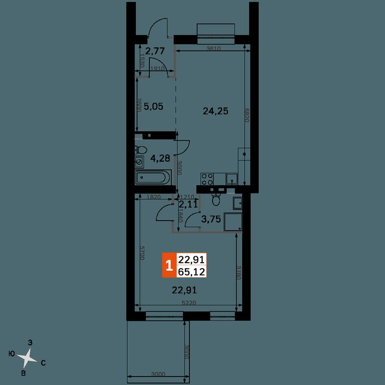 2-BD Apartment Sale, 65.12 sq. m. at Zhavoronki Club, zhiloy kompleks Akkord Smart-kvartal, Mitkino Village, Odintsovskiy City District, Moscow Region, Russia #2