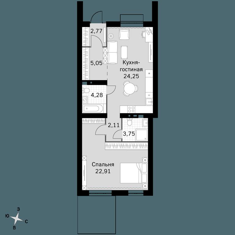2-BD Apartment Sale, 65.12 sq. m. at Zhavoronki Club, zhiloy kompleks Akkord Smart-kvartal, Mitkino Village, Odintsovskiy City District, Moscow Region, Russia #1