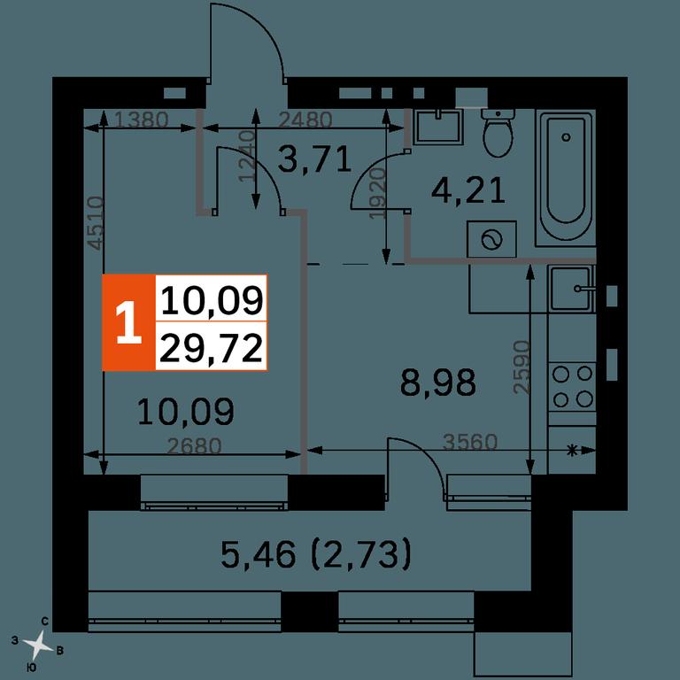 1-BD Apartment Sale, 29.72平方米 at Zhavoronki Club, zhiloy kompleks Akkord Smart-kvartal, Mitkino Village, Odintsovskiy City District, Moscow Region, Russia #2 1-BD Apartment Sale, 29.72平方米 at Zhavoronki Club, zhiloy kompleks Akkord Smart-kvartal, Mitkino Village, Odintsovskiy City District, Moscow Region, Russia #2