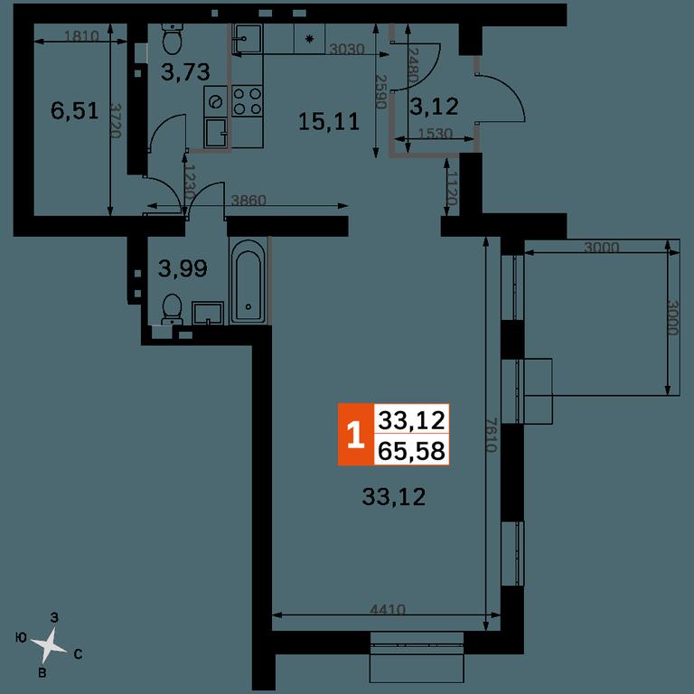 2-BD Apartment Sale, 65.58平方米 at Zhavoronki Club, zhiloy kompleks Akkord Smart-kvartal, Mitkino Village, Odintsovskiy City District, Moscow Region, Russia #2 2-BD Apartment Sale, 65.58平方米 at Zhavoronki Club, zhiloy kompleks Akkord Smart-kvartal, Mitkino Village, Odintsovskiy City District, Moscow Region, Russia #2