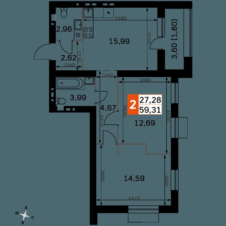 2-BD Apartment Sale, 59.31 sq. m. at Zhavoronki Club, zhiloy kompleks Akkord Smart-kvartal, Mitkino Village, Odintsovskiy City District, Moscow Region, Russia #2 2-BD Apartment Sale, 59.31 sq. m. at Zhavoronki Club, zhiloy kompleks Akkord Smart-kvartal, Mitkino Village, Odintsovskiy City District, Moscow Region, Russia #2