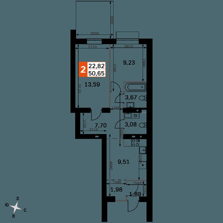 2-BD Apartment Sale, 50.65平方米 at Zhavoronki Club, zhiloy kompleks Akkord Smart-kvartal, Mitkino Village, Odintsovskiy City District, Moscow Region, Russia #2 2-BD Apartment Sale, 50.65平方米 at Zhavoronki Club, zhiloy kompleks Akkord Smart-kvartal, Mitkino Village, Odintsovskiy City District, Moscow Region, Russia #2