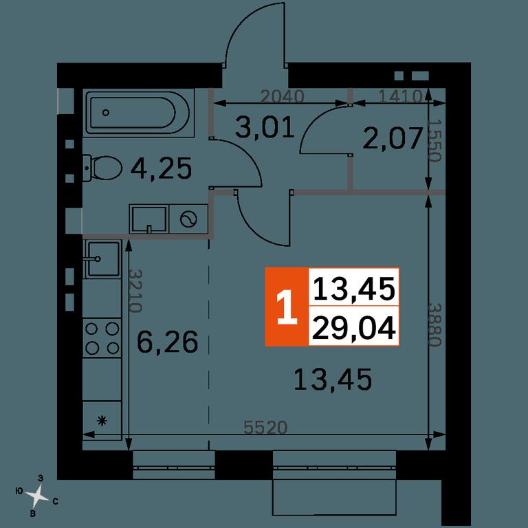 Apartment Sale, 29.04 sq. m. at Zhavoronki Club, zhiloy kompleks Akkord Smart-kvartal, Mitkino Village, Odintsovskiy City District, Moscow Region, Russia #2 Apartment Sale, 29.04 sq. m. at Zhavoronki Club, zhiloy kompleks Akkord Smart-kvartal, Mitkino Village, Odintsovskiy City District, Moscow Region, Russia #2