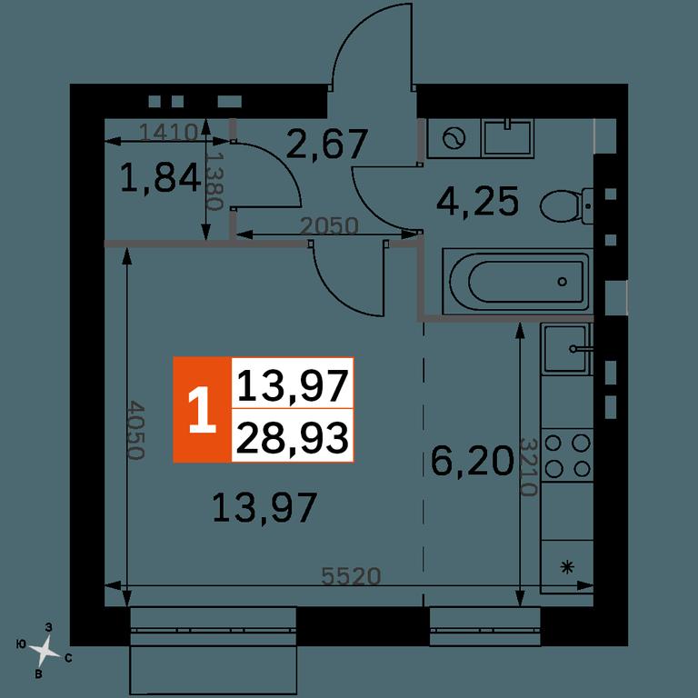 Apartment Sale, 28.93 sq. m. at Zhavoronki Club, zhiloy kompleks Akkord Smart-kvartal, Mitkino Village, Odintsovskiy City District, Moscow Region, Russia #2