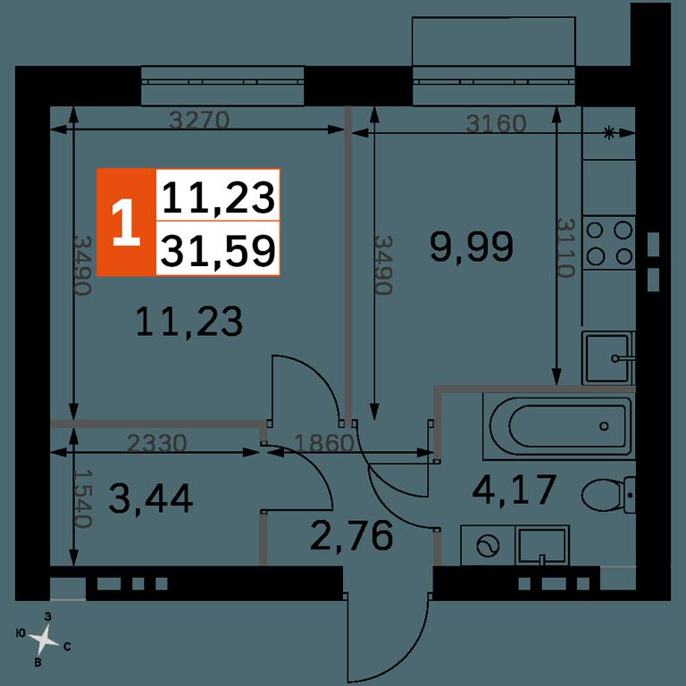 1-BD Apartment Sale, 31.59平方米 at Zhavoronki Club, zhiloy kompleks Akkord Smart-kvartal, Mitkino Village, Odintsovskiy City District, Moscow Region, Russia #2 1-BD Apartment Sale, 31.59平方米 at Zhavoronki Club, zhiloy kompleks Akkord Smart-kvartal, Mitkino Village, Odintsovskiy City District, Moscow Region, Russia #2