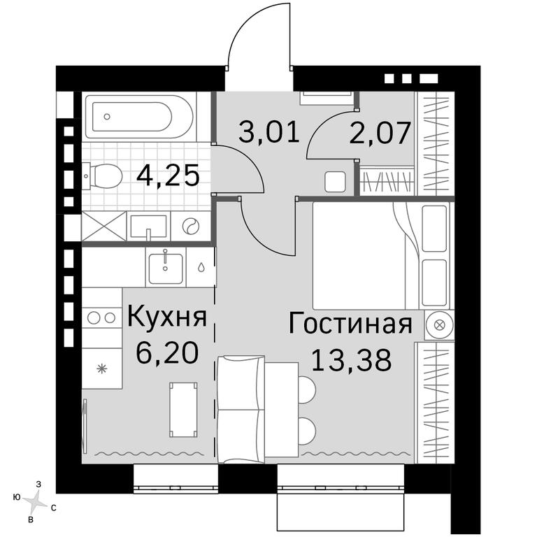 Apartment Sale, 28.91平方米 at Zhavoronki Club, zhiloy kompleks Akkord Smart-kvartal, Mitkino Village, Odintsovskiy City District, Moscow Region, Russia #1 Apartment Sale, 28.91平方米 at Zhavoronki Club, zhiloy kompleks Akkord Smart-kvartal, Mitkino Village, Odintsovskiy City District, Moscow Region, Russia #1
