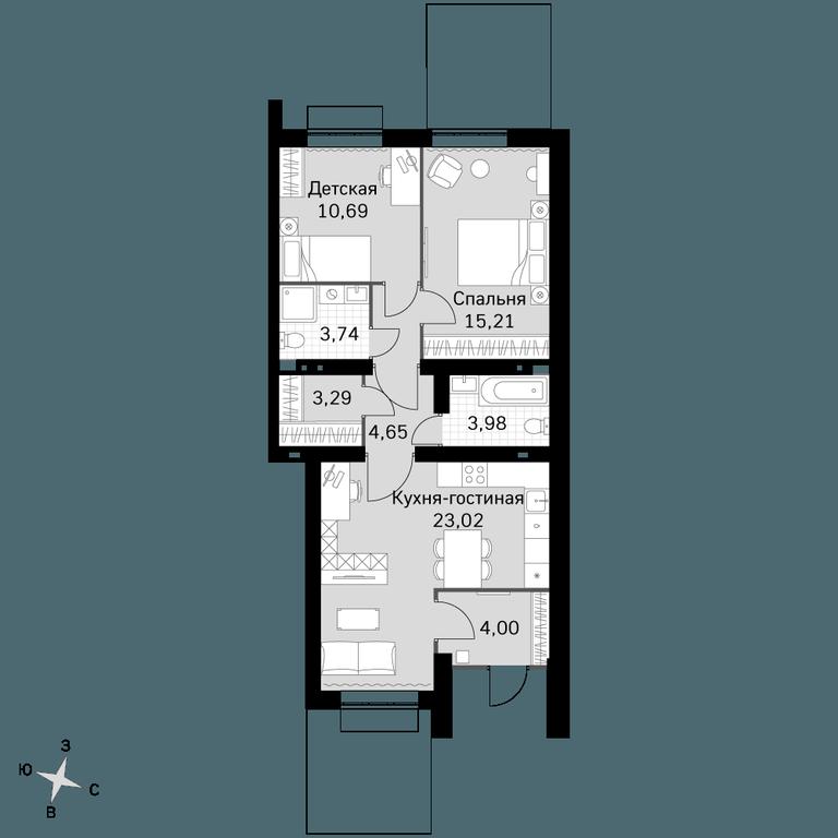 2-BD Apartment Sale, 68.58 sq. m. at Zhavoronki Club, zhiloy kompleks Akkord Smart-kvartal, Mitkino Village, Odintsovskiy City District, Moscow Region, Russia #1 2-BD Apartment Sale, 68.58 sq. m. at Zhavoronki Club, zhiloy kompleks Akkord Smart-kvartal, Mitkino Village, Odintsovskiy City District, Moscow Region, Russia #1