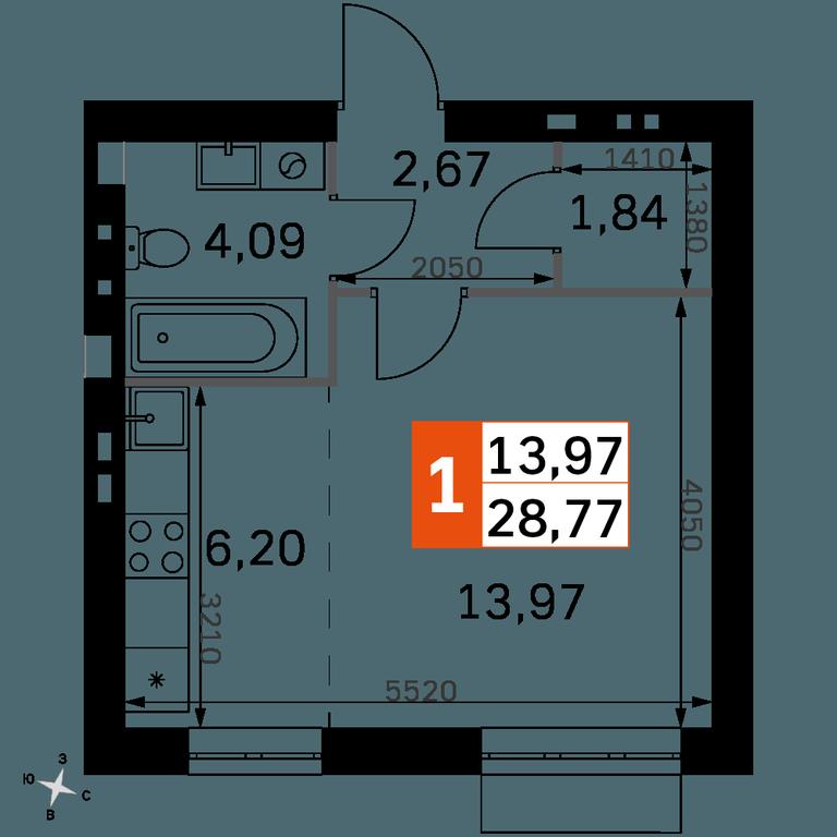 Apartment Sale, 28.77平方米 at Zhavoronki Club, zhiloy kompleks Akkord Smart-kvartal, Mitkino Village, Odintsovskiy City District, Moscow Region, Russia #2
