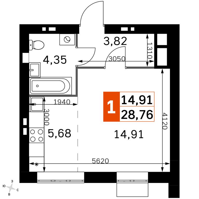 Apartment Sale, 28.76 sq. m. at Zhavoronki Club, zhiloy kompleks Akkord Smart-kvartal, Mitkino Village, Odintsovskiy City District, Moscow Region, Russia #2 Apartment Sale, 28.76 sq. m. at Zhavoronki Club, zhiloy kompleks Akkord Smart-kvartal, Mitkino Village, Odintsovskiy City District, Moscow Region, Russia #2