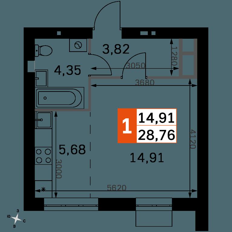 Apartment Sale, 28.76平方米 at Zhavoronki Club, zhiloy kompleks Akkord Smart-kvartal, Mitkino Village, Odintsovskiy City District, Moscow Region, Russia #2