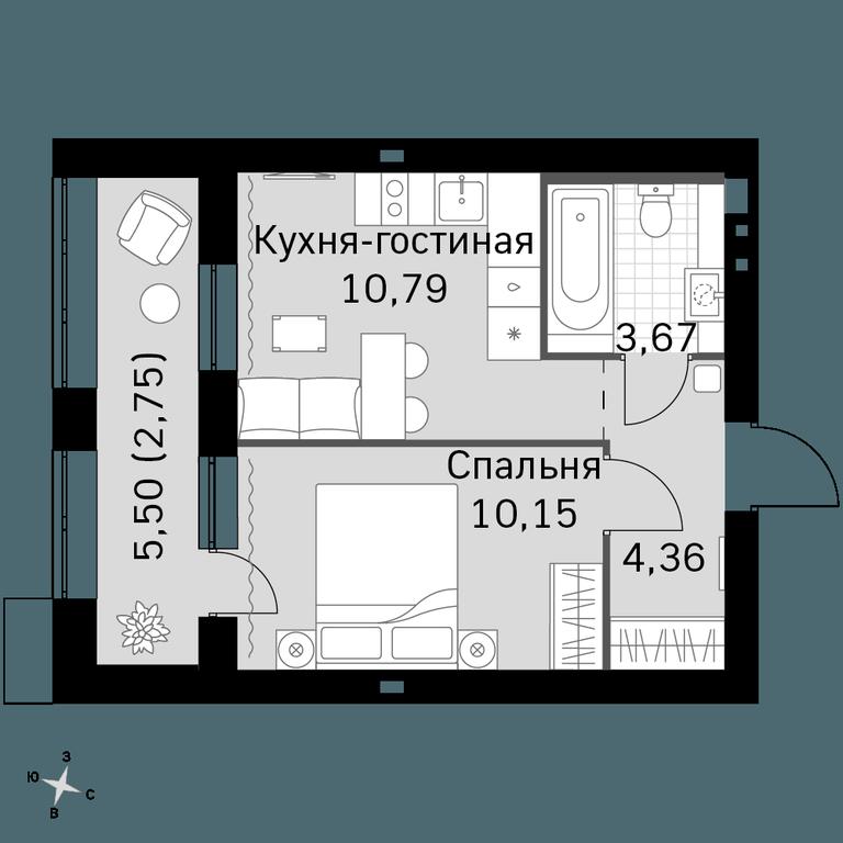 1-BD Apartment Sale, 31.72平方米 at Zhavoronki Club, zhiloy kompleks Akkord Smart-kvartal, Mitkino Village, Odintsovskiy City District, Moscow Region, Russia #1