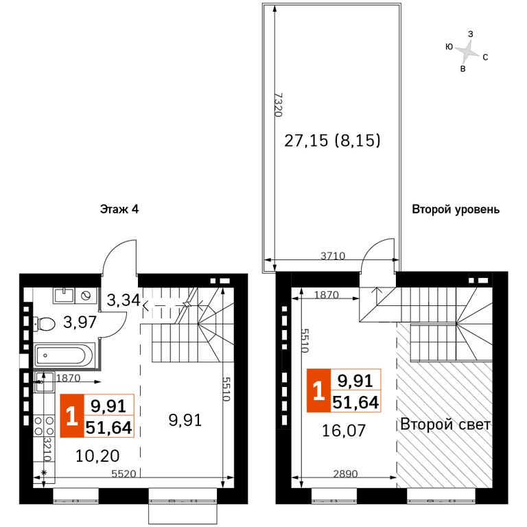 2-BD Apartment Sale, 51.63 sq. m. at Zhavoronki Club, zhiloy kompleks Akkord Smart-kvartal, Mitkino Village, Odintsovskiy City District, Moscow Region, Russia #2