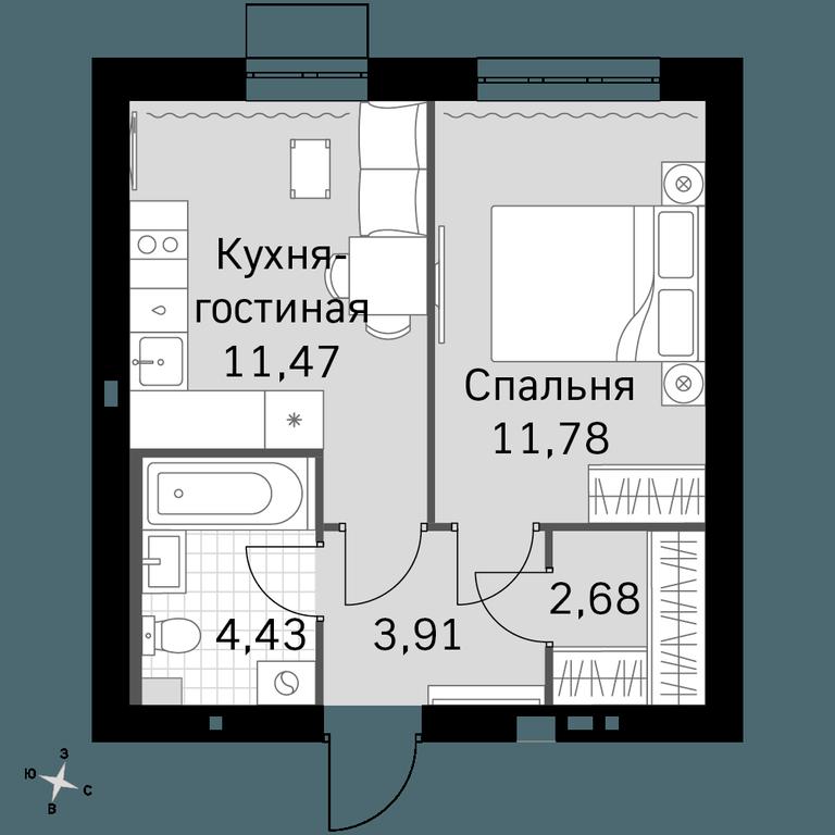 1-BD Apartment Sale, 34.27平方米 at Zhavoronki Club, zhiloy kompleks Akkord Smart-kvartal, Mitkino Village, Odintsovskiy City District, Moscow Region, Russia #1 1-BD Apartment Sale, 34.27平方米 at Zhavoronki Club, zhiloy kompleks Akkord Smart-kvartal, Mitkino Village, Odintsovskiy City District, Moscow Region, Russia #1