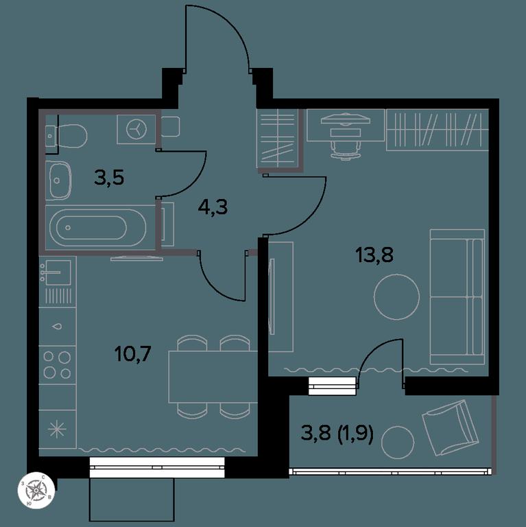 1-BD Apartment Sale, 34.7 sq. m. at Yzhnaya Bitsa, Yuzhnaya Bitsa Residential Complex, posyolok Bittsa, Leninskiy City District, Moscow Region, Russia #1 1-BD Apartment Sale, 34.7 sq. m. at Yzhnaya Bitsa, Yuzhnaya Bitsa Residential Complex, posyolok Bittsa, Leninskiy City District, Moscow Region, Russia #1