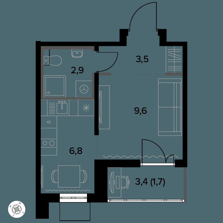 Apartment Sale, 25.2 sq. m. at Yzhnaya Bitsa, Yuzhnaya Bitsa Residential Complex, posyolok Bittsa, Leninskiy City District, Moscow Region, Russia #1