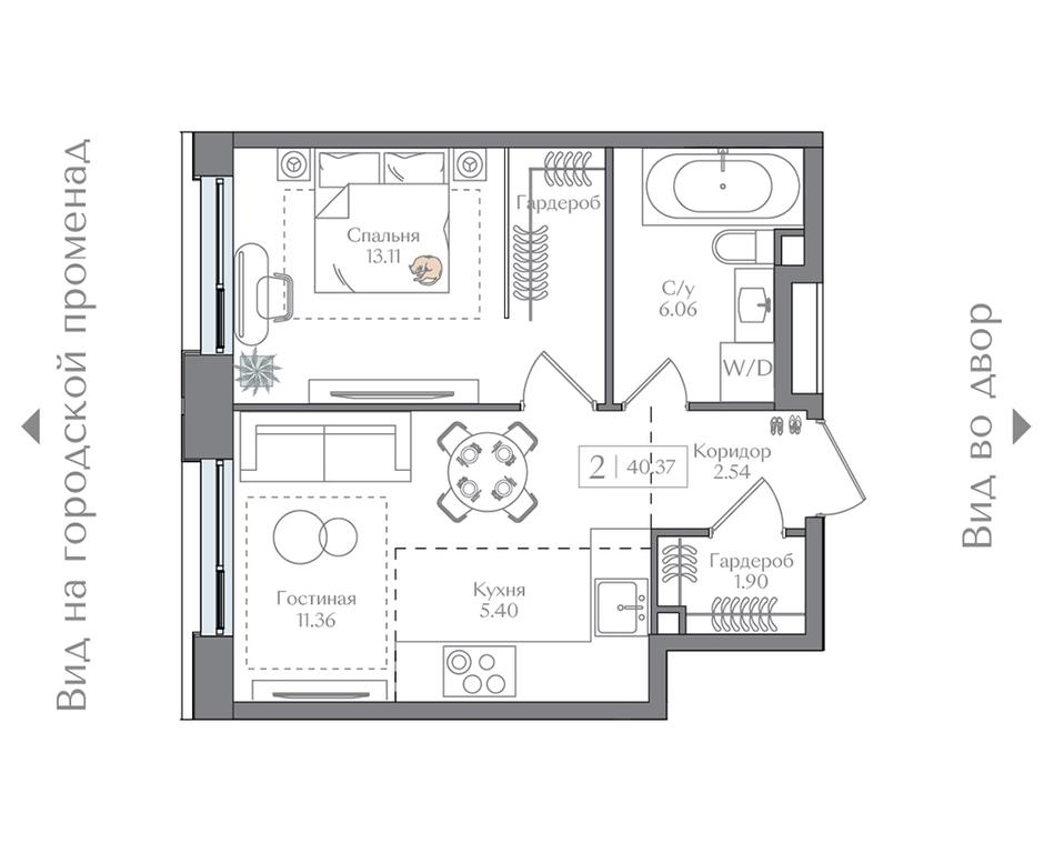 1-BD Apartment Sale, 40.37 sq. m. at Preobrazhenskaya ploschad, 1st Bukhvostova Street, Moscow, Russia #2