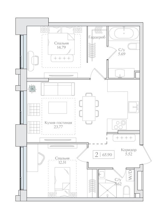 2-BD Apartment Sale, 65.9平方米 at Preobrazhenskaya ploschad, 1st Bukhvostova Street, Moscow, Russia #1 2-BD Apartment Sale, 65.9平方米 at Preobrazhenskaya ploschad, 1st Bukhvostova Street, Moscow, Russia #1