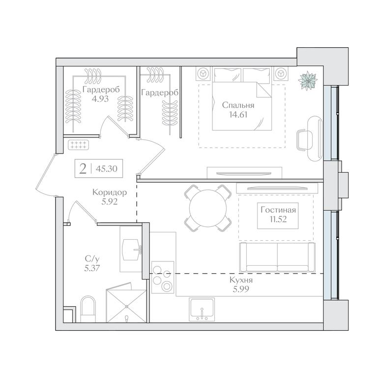 1-BD Apartment Sale, 45.43 sq. m. at Preobrazhenskaya ploschad, 1st Bukhvostova Street, Moscow, Russia #1