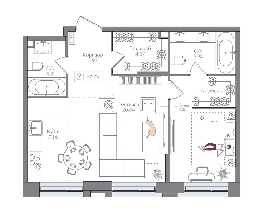 1-BD Apartment Sale, 62.23 sq. m. at Preobrazhenskaya ploschad, 1st Bukhvostova Street, Moscow, Russia #1 1-BD Apartment Sale, 62.23 sq. m. at Preobrazhenskaya ploschad, 1st Bukhvostova Street, Moscow, Russia #1