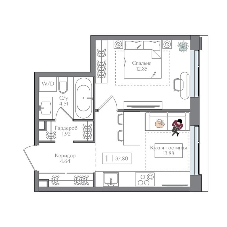 1-BD Apartment Sale, 37.8 sq. m. at Preobrazhenskaya ploschad, 1st Bukhvostova Street, Moscow, Russia #1 1-BD Apartment Sale, 37.8 sq. m. at Preobrazhenskaya ploschad, 1st Bukhvostova Street, Moscow, Russia #1