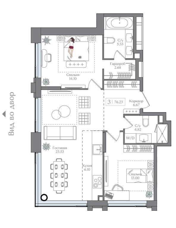 2-BD Apartment Sale, 76.23 sq. m. at Preobrazhenskaya ploschad, 1st Bukhvostova Street, Moscow, Russia #2 2-BD Apartment Sale, 76.23 sq. m. at Preobrazhenskaya ploschad, 1st Bukhvostova Street, Moscow, Russia #2