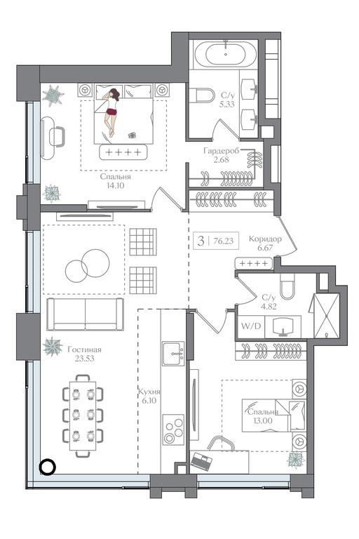 2-BD Apartment Sale, 76.23 sq. m. at Preobrazhenskaya ploschad, 1st Bukhvostova Street, Moscow, Russia #1 2-BD Apartment Sale, 76.23 sq. m. at Preobrazhenskaya ploschad, 1st Bukhvostova Street, Moscow, Russia #1
