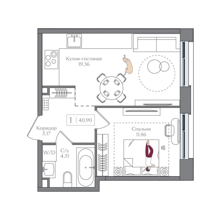 1-BD Apartment Sale, 40.91平方米 at Preobrazhenskaya ploschad, 1st Bukhvostova Street, Moscow, Russia #1 1-BD Apartment Sale, 40.91平方米 at Preobrazhenskaya ploschad, 1st Bukhvostova Street, Moscow, Russia #1