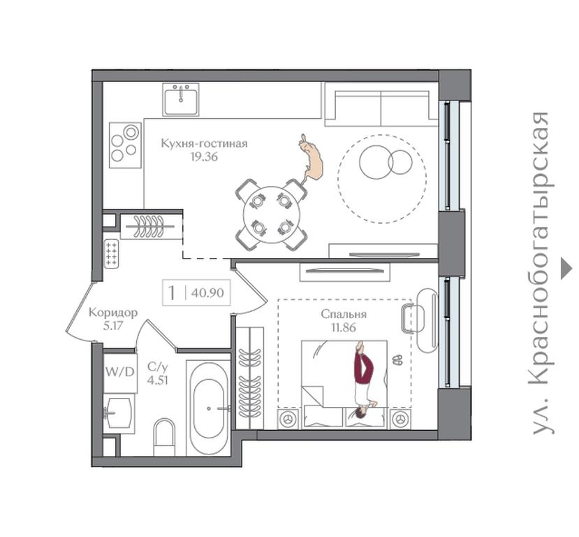 1-BD Apartment Sale, 40.91平方米 at Preobrazhenskaya ploschad, 1st Bukhvostova Street, Moscow, Russia #2 1-BD Apartment Sale, 40.91平方米 at Preobrazhenskaya ploschad, 1st Bukhvostova Street, Moscow, Russia #2