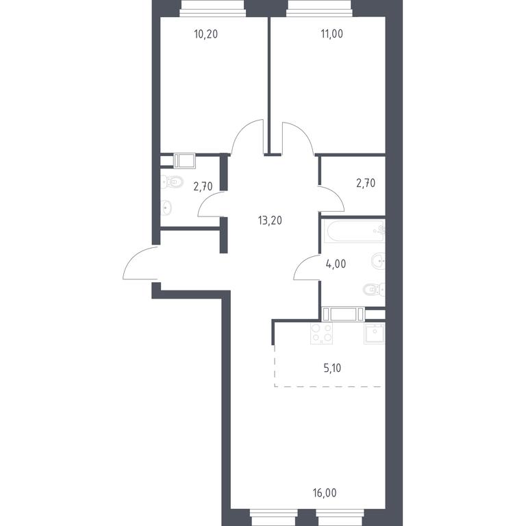1-BD Apartment Sale, 64.8 sq. m. at Eko Bunino, prospekt Kuprina, 34к1, Sosenskoye Settlement, Moscow, Russia #1
