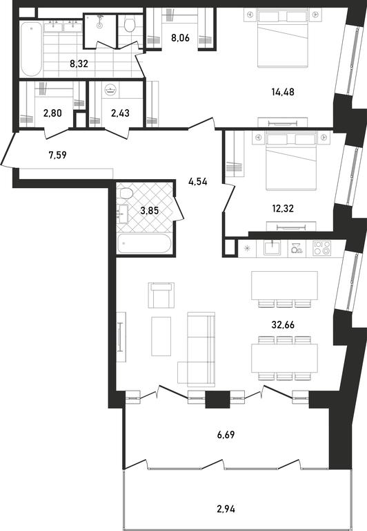 2-BD Apartment Sale, 106.59 sq. m. at Republic, Presnensky Val Street, 27с1, Moscow, Russia #1 2-BD Apartment Sale, 106.59 sq. m. at Republic, Presnensky Val Street, 27с1, Moscow, Russia #1