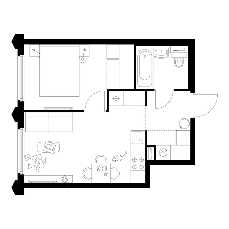 1-BD Apartment Sale, 35.2 sq. m. at Businovskiy Park, Izhorskaya Street, 6с5, Moscow, Russia #1